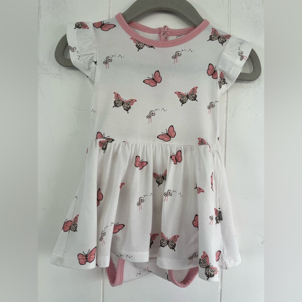 Kyte Baby Twirl Bodysuit Dress Bamboo Butterfly Crepe Size 3-6 Months